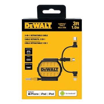 Dewalt 3-in-1 Retractable Cable
