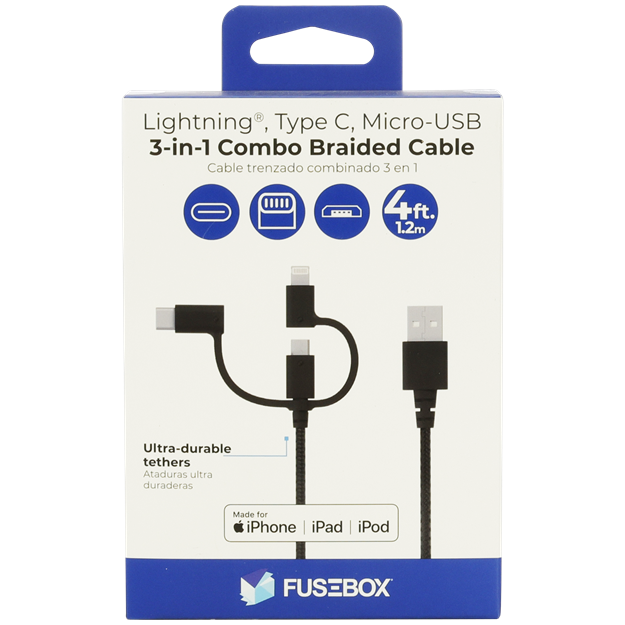 Fusebox - 3-in-1 Combo Braided Cable